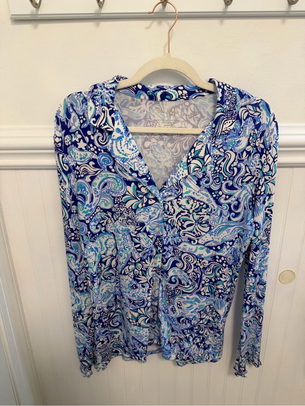 Lilly Pulitzer Floral Print Top in Light Blue, Mint & Lavender